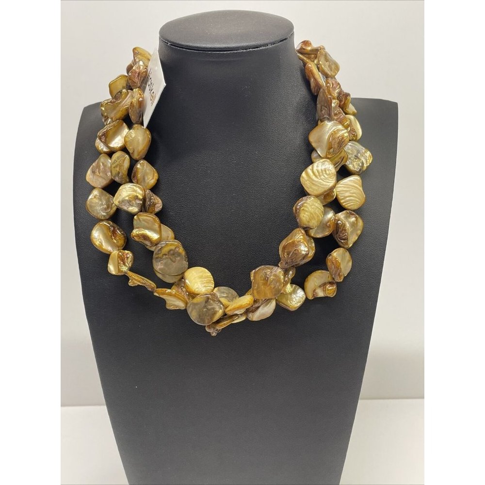 NWT Haskell Multi Strand Shell Necklace Modern Brown Tan w/ Tag Unsigned‎
